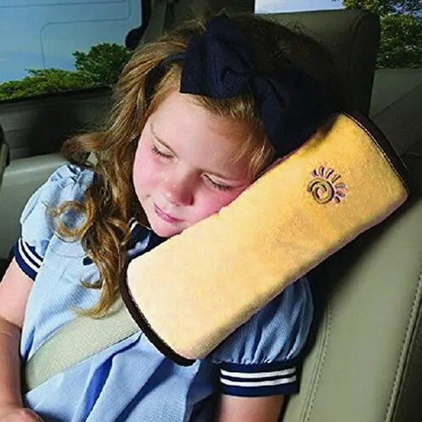 1 шт., детский автомобильный ремень для сиденья с подушкой на плечо, ультра-тонкий кашемировый ремень, чехол для ухода за ремнем, коврик для путешествий на открытом воздухе, товары для дома - Цвет: Yellow