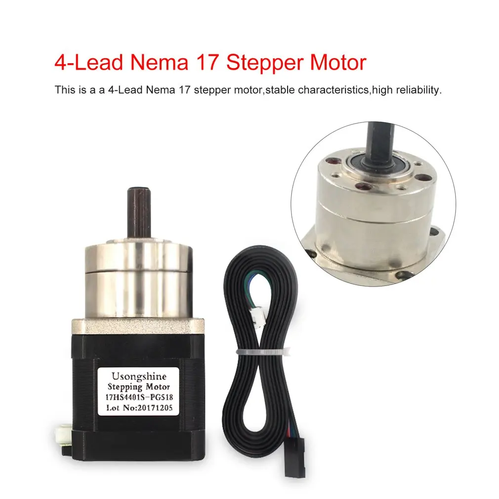 

4-Lead Nema 17 Stepper Motor 42 motor Extruder Gear Stepper Motor Ratio 5.18:1 17HS15-1684S-PG5 Nema 17 Step Motor