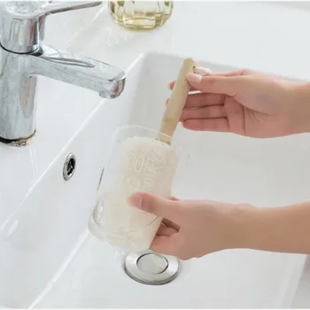 

Natural Loofah Cup Brush Wooden Handle Can Be Hanging Loofah Cup Brush Cleaning Kitchen Tools Bottle Cup Cleaning Brushes