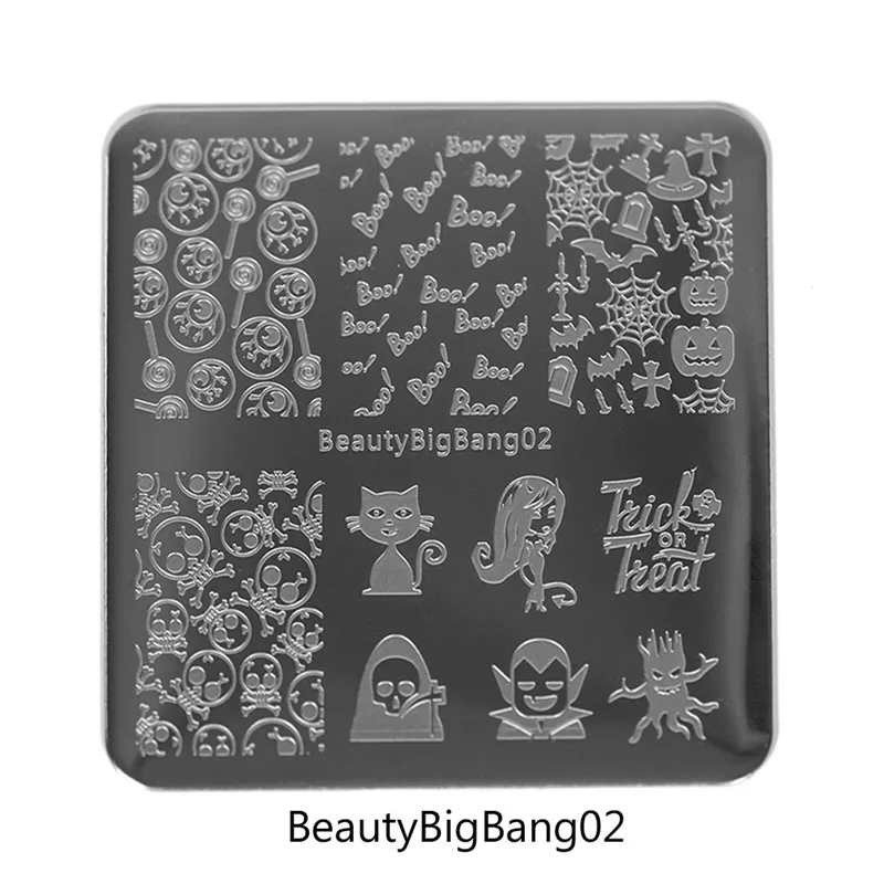 BeautyBigBang 6 стилей 6*6 см квадратные пластины для штамповки ногтей Рождественская снежинка шаблон DIY 3D шаблон дизайн ногтей штамповки пластины