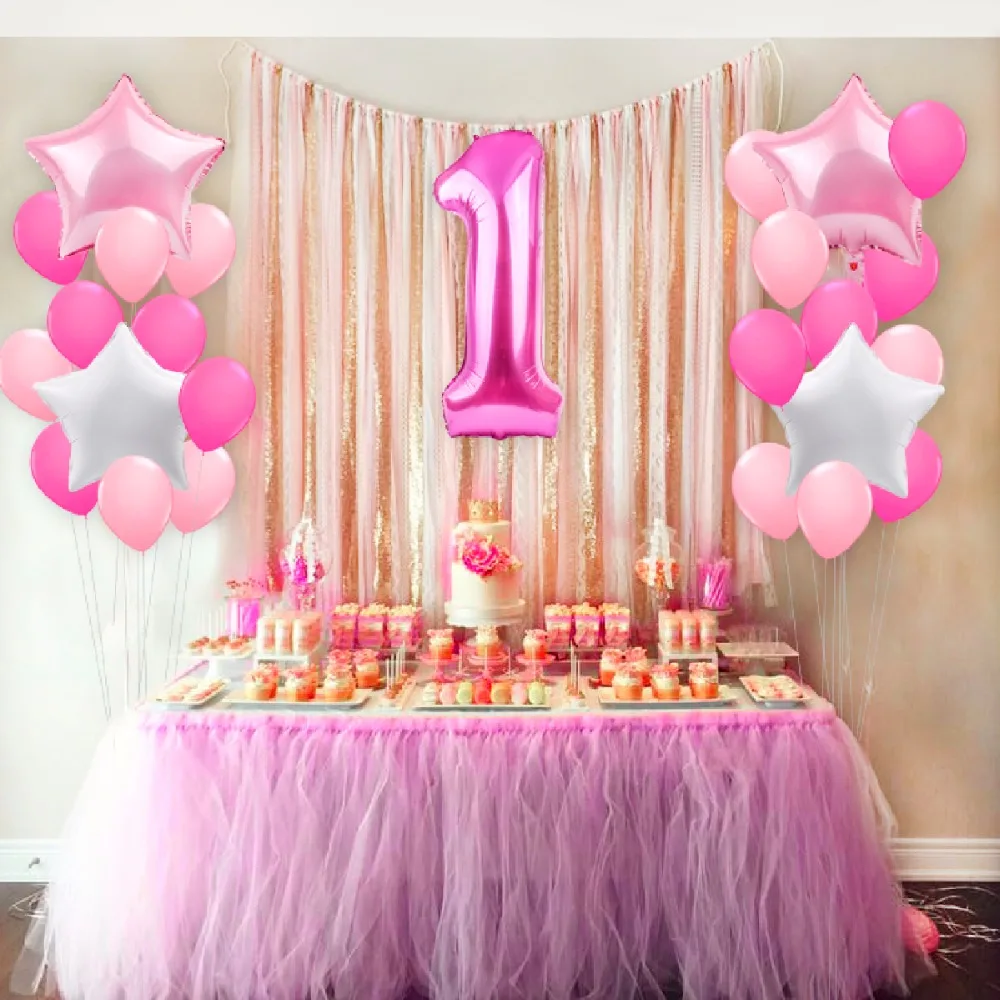 Huiran Pink Happy Birthday Party Decor Birthday Banner 1st Birthday