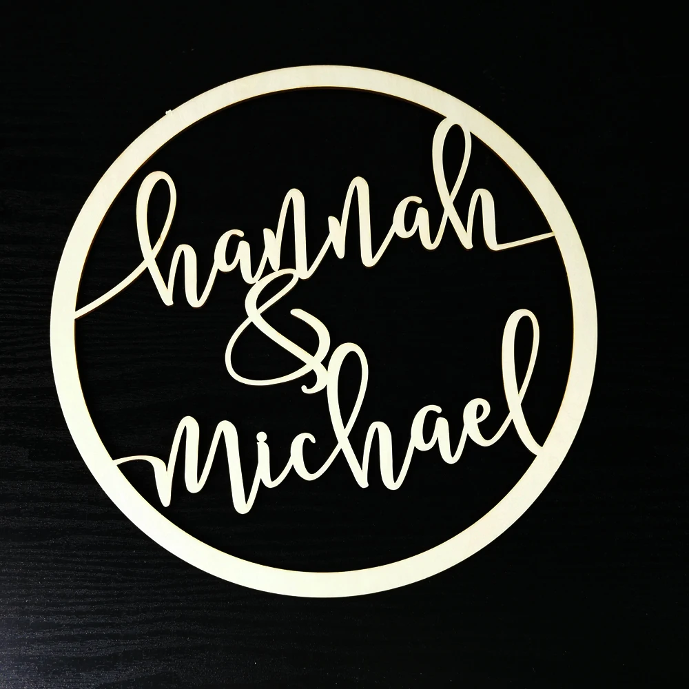  Custom Personalized Bride and Groom Name garland Shape Rural Wedding Wooden Table Decoration For Mr