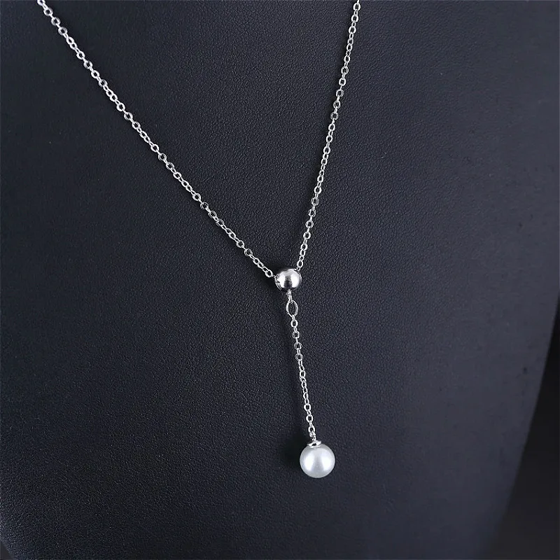 

100% Authentic 925 Sterling Silver Round Shell Beads Pendant Necklaces For Women Silver Necklace Chain Statement Necklace