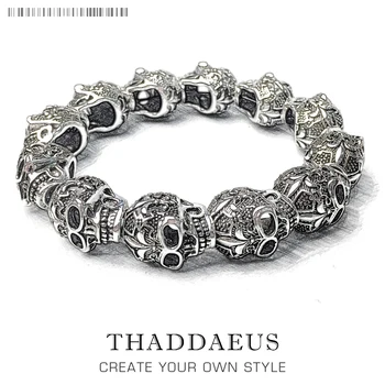 

Bracelets Fleur-de-lis Lily & Skull Punk Bead,2017 Brand Silver Fashion Europe Style Jewelry Tms Bijoux Gift For Men & Women