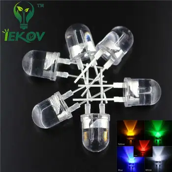 

IEKOV Led 10mm LED 0.5w High Power 10x5 Colors Red+Blue+Green+Yellow+White LEDS DIODE Light Urtal Bright 10MM Emitting Diodes