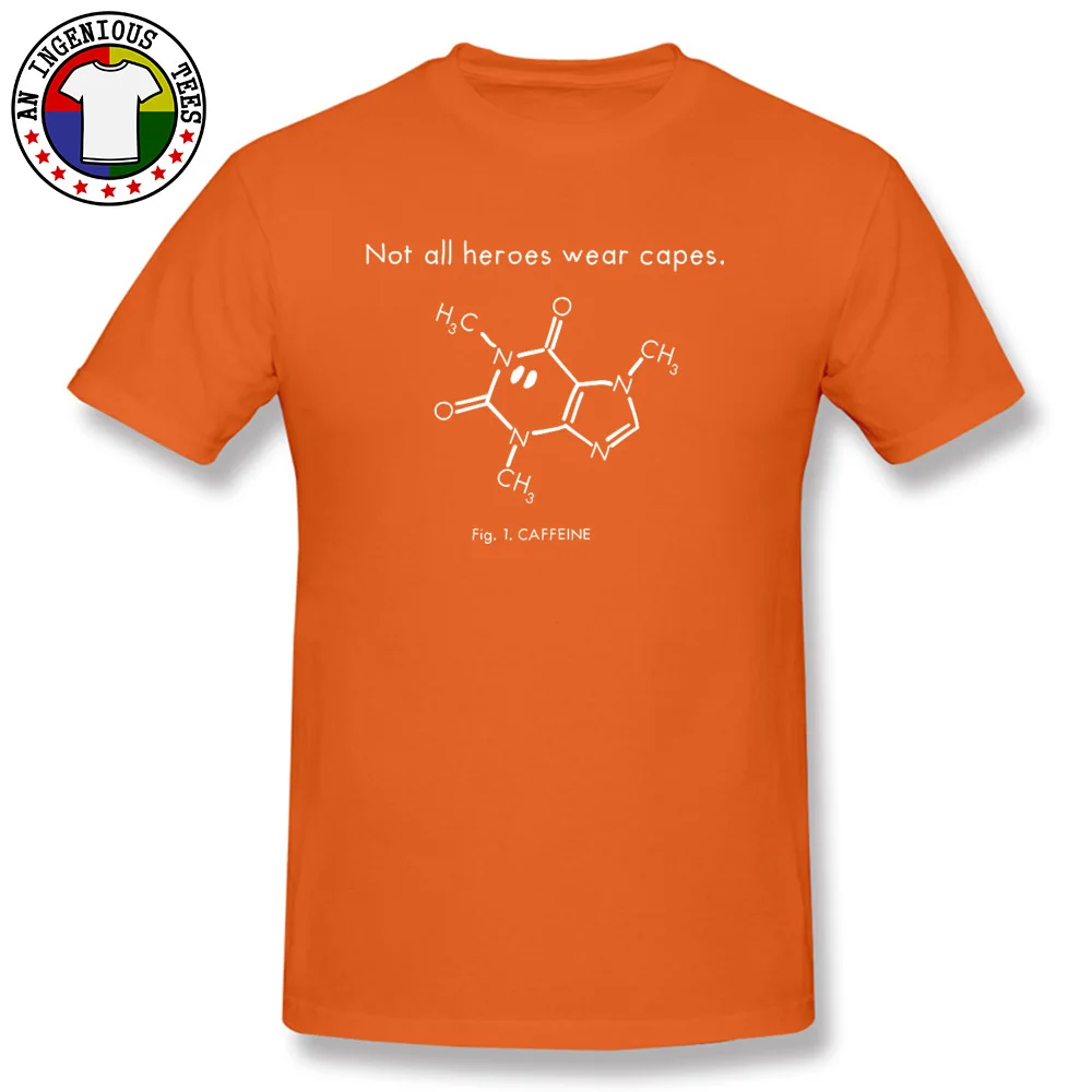 Кофеин молекулярная научная Футболка с принтом, не все герои, одежда, накидки, химия, формула, теория Эйнштейна, мужские топы, футболка с круглым вырезом - Цвет: Orange