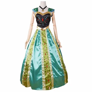 

2018 Princess Anna Costume Women Anna Coronation Dress Cosplay Plus Size halloween costumes