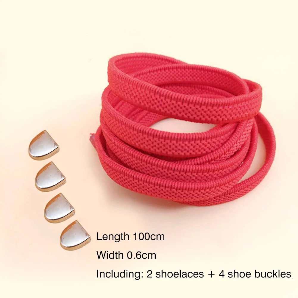 Metal Buckle D Word Lazy Shoelaces Free Tie Elastic Wild Casual Flat Shoelaces Sport Travel Shoelace White Green DIY Accessories