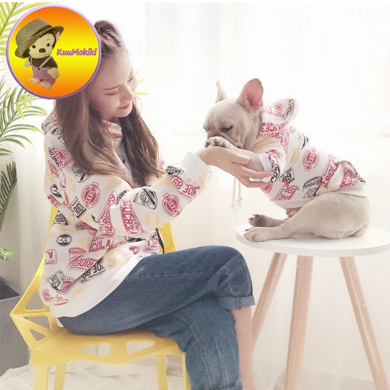 

Family clothing for pet T shirt French Bulldog cat hoodie hoodies painting dog coat Parent clothes Dog Apparel Costumes