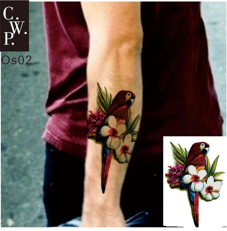 Os02 2 個オールドスクールオウムコンゴウインコに腕や一最高のボディの装飾男 Piece Tattoo Tattoos Schoolschool Temporary Tattoos Aliexpress