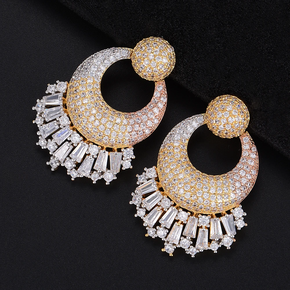 

GODKI 43mm Luxury Little Dress Geometry Full Micro Cubic Zirconia Paved Naija Wedding Party Earring Fashion Jewelry for Women