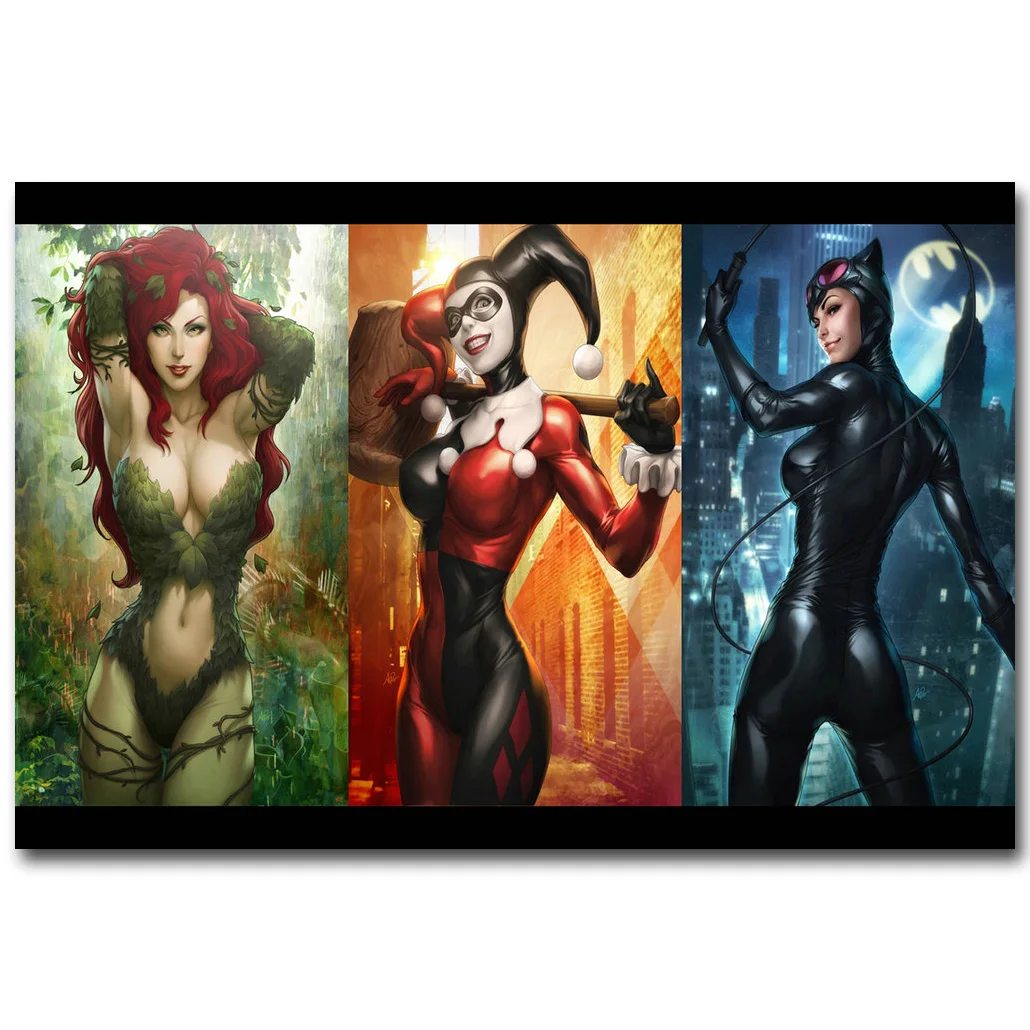Poison Ivy Harley Quinn Cat Woman Batman Superhero Comic Art Kain