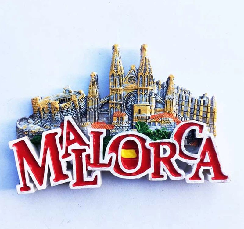 

Palma Cathedral Bellevue Castle, Mallorca, Spain 3D Fridge Magnets Tourism Souvenirs Refrigerator Magnetic Stickers Home Decor