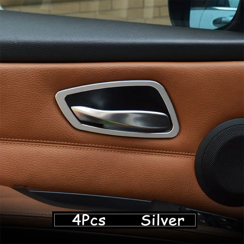 MCrea Авто Стайлинг наклейки для BMW E90 M BMW 3 серии E90 дверные ручки обрезки обложки Интерьер Литье аксессуары - Название цвета: 4pcs Silver