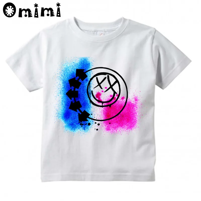 Boys/Girls Blink 182 Rock Band Smiley Face Design T Shirt Kids Great Casual Short Sleeve Tops Children's Funny T-Shirt - Цвет: oHKP501F