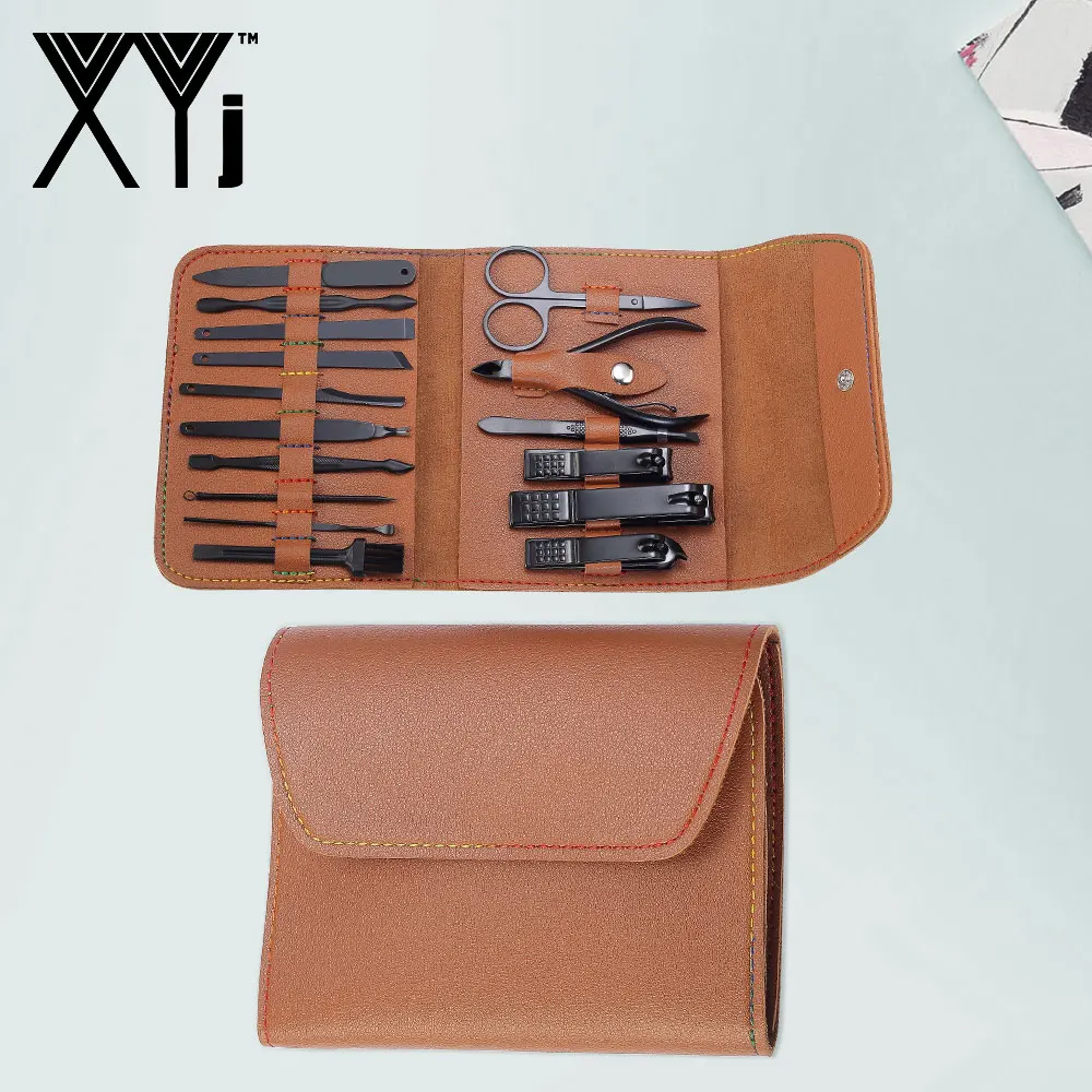 Preise XYj Schwarz Maniküre Set Nagel Clippers Set 16 teile satz Nail art Werkzeuge Edelstahl Nagel Clipper Kit Kunst Schönheit Werkzeug set mit Fall