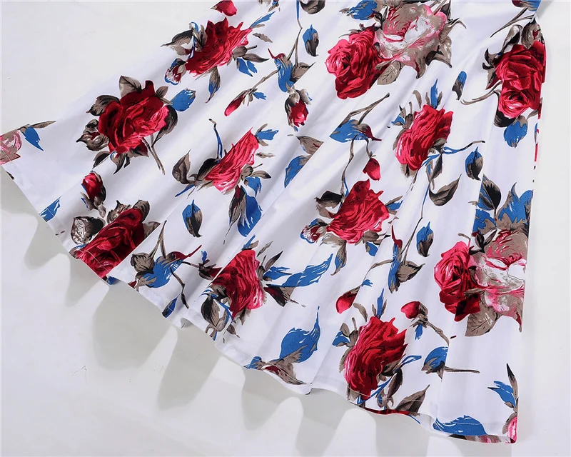 Kostlish Print Summer Dress Women 2017 Sleeveless Big Swing Belt Tunic Vintage Dress Elegant Rockabilly Party Dresses Sundress (54)