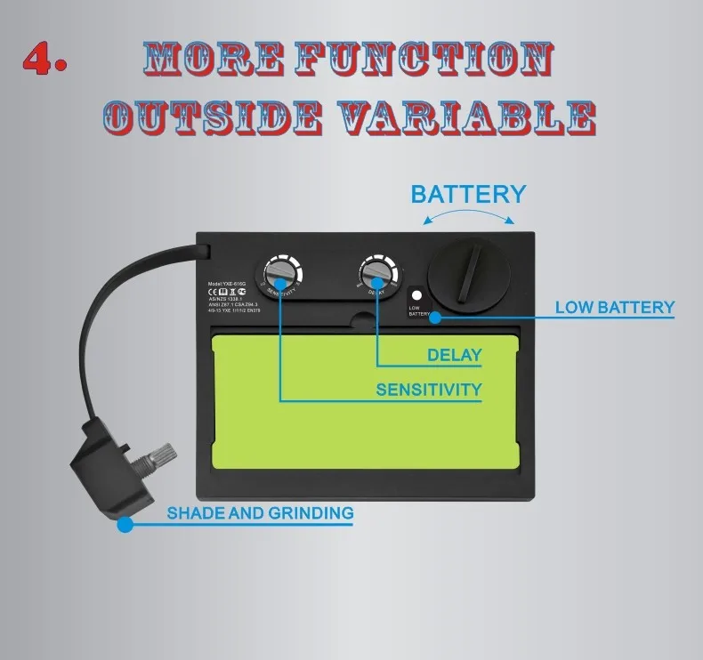 Авто затемнение сварочный шлем/Сварочная маска/MIG MAG TIG(Yoga-616G) Пламя/4 дуговой датчик