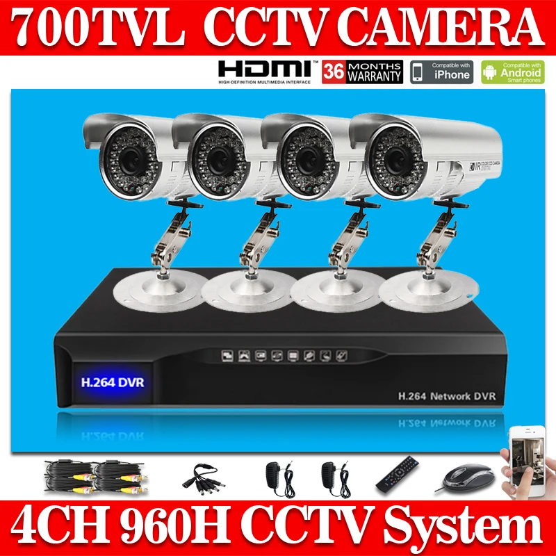 4 Channel wifi DVR Outdoor Home video Surveillance Security IR Camera