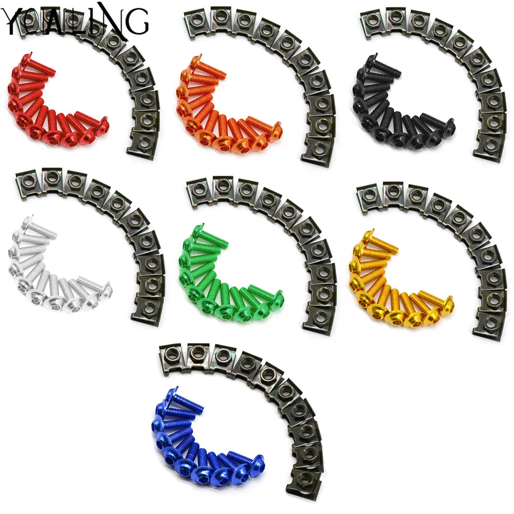 

6mm M6 Fairing Body Work Bolts Spire Speed Fastener Clips Screw Spring Nuts for Yamaha TMAX 530 T MAX 500 Honda CR 250 CBR600RR