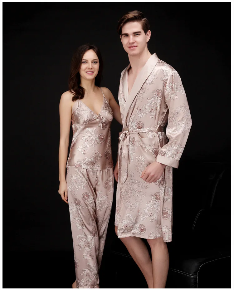 Роскошное кимоно с узором пейсли, халаты, Мужская шелковая атласная ночная рубашка, женское кимоно, халат, одежда для сна, пижамные комплекты