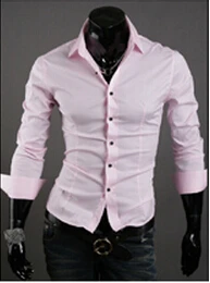 Популярные мужские рубашки, мужские рубашки, мужские повседневные стильные рубашки с длинным рукавом, размер M-XXL, 10 цветов, 30 - Цвет: pink