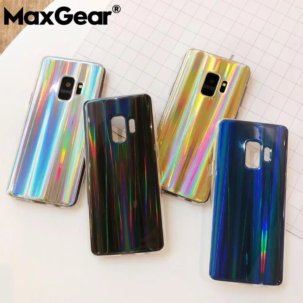 

MaxGear Luxury Laser Case For Samsung A5 A6 2018 Shining Rainbow Cool Holographic Case For Samsung A7 A6 Plus 2018 Soft TPU Capa