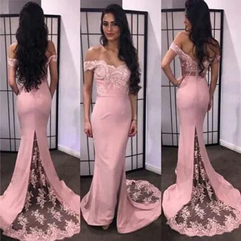 

New Fashion Bridesmaid Dresses 2020 Sexy Backless Vestidos Longos Sereia Chiffon Lace Prom Vestidos de Festa