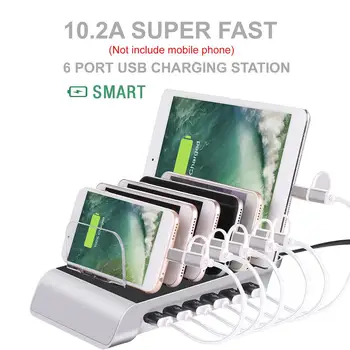 

New Arrival 6 Ports 60W USB Charger Hub Smart Charging Station Dock for Smart Phone Tablet