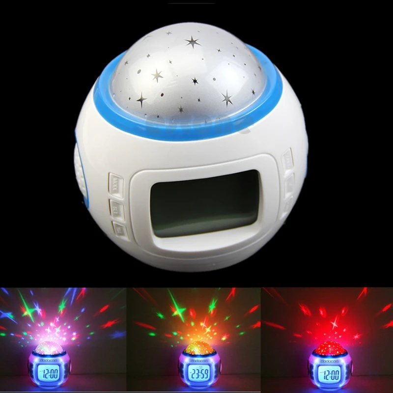

1PC LED Music Starry Star Sky Projection Digital Alarm Clock Thermometer Calendar