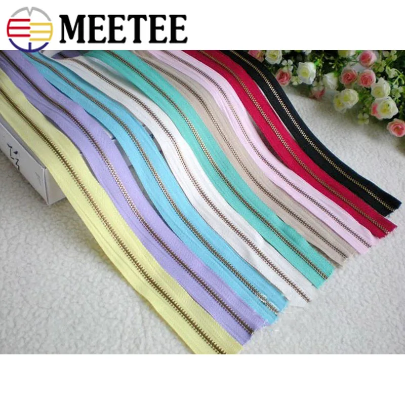 

Meetee 3yards Metal Bronze Zipper 3# Size DIY Handmade Accessories U-shape Code Stopper Sliders for Clothes Handbag Purse Supply