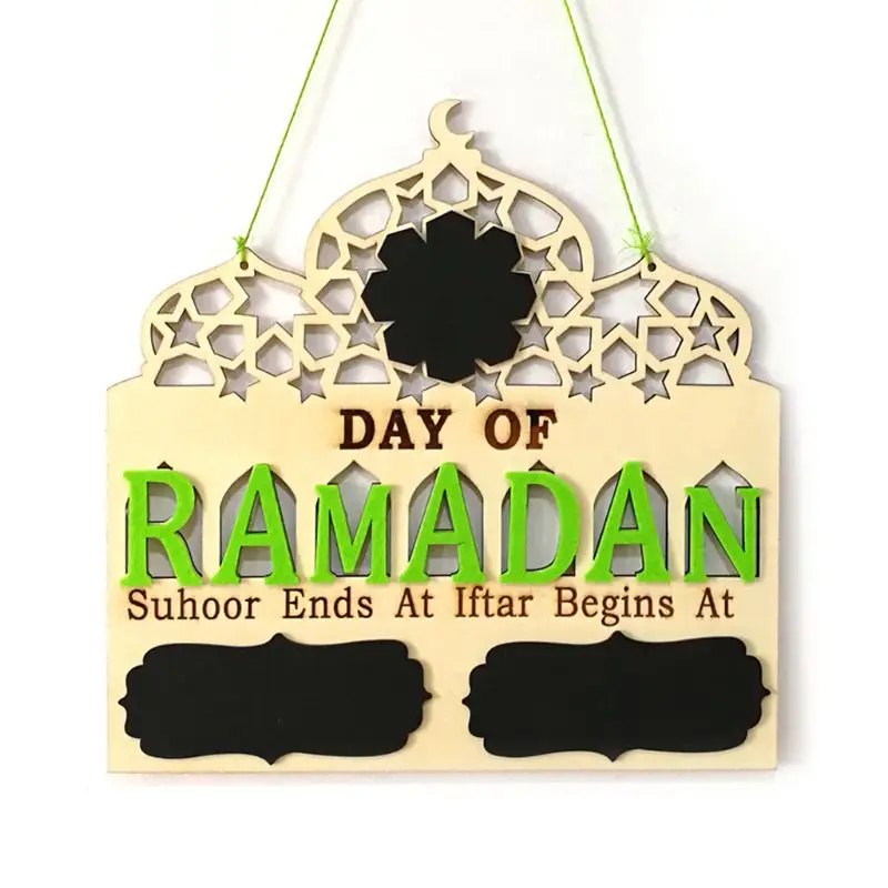 

1Set Islam Ramadan Countdown To EID Mubarak Advent Wooden Hanging Message Board Home DIY Decorations Crafts Party Supplies
