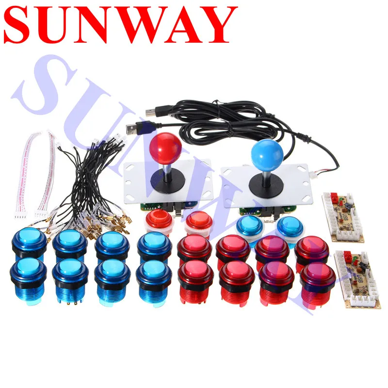 Arcade Joystick Mame DIY Kit Set Part for 2 Players With Push Buttons