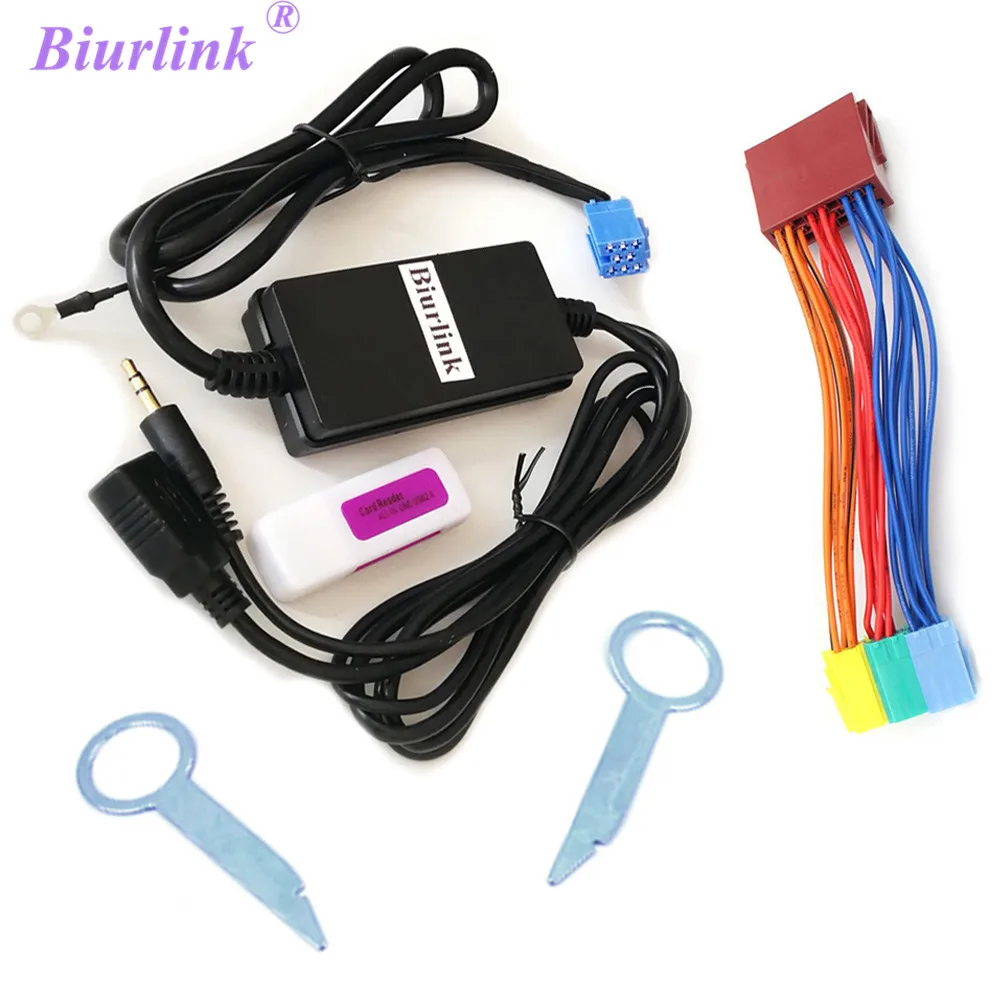  Biurlink estéreo de coche Mini ISO 8Pin puerto AUX USB adaptador de Cable de Audio para Audi A4 A6 