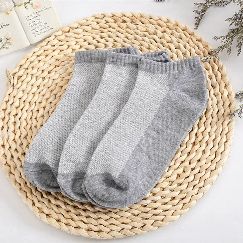 10 Pairs Summer Polyester Men's socks White Black Mens Short Ankle Mesh