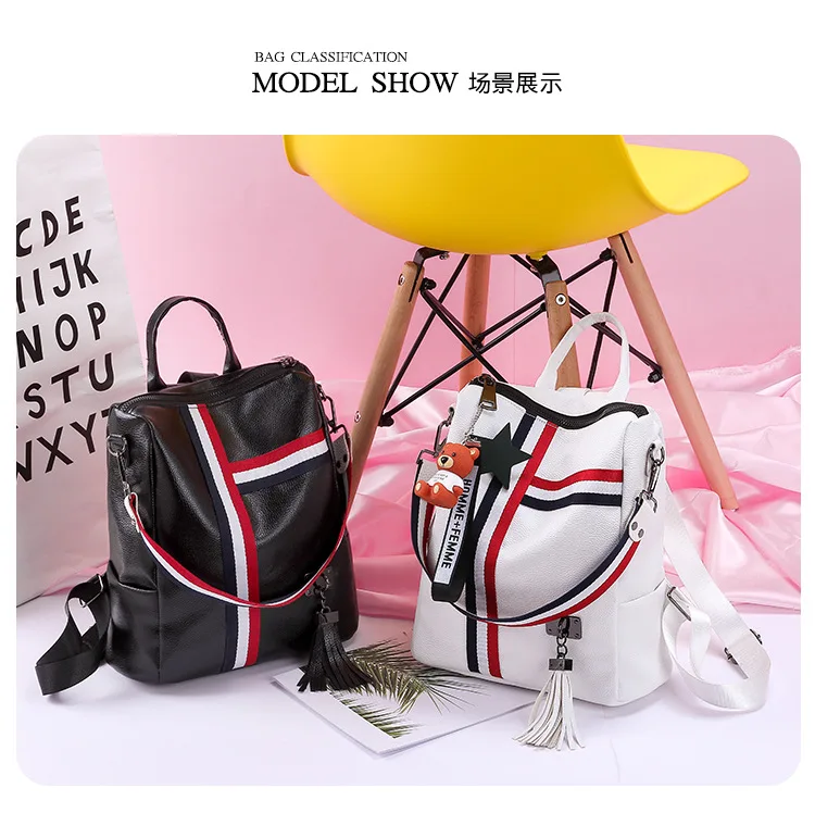 WHITE BLACK Bags For Women 2021 New Fashion Zipper Ladies Backpack PU Leather School Bag Crossbody shoulder bag for you stylish backpacks for kid