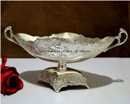 30x15cm Oval Silver Embossed Metal Serving Tray Storage With 30x15cm Oval Silver Embossed Metal Serving Tray Storage With Handle For Fruit Home Decor Food Decorative Sg063 In Trays From