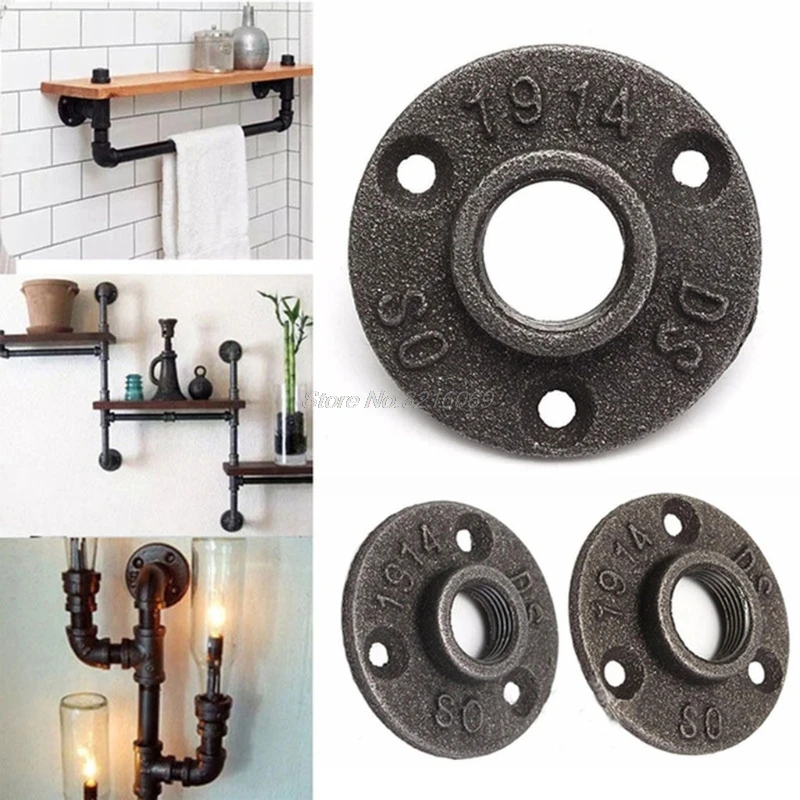 

1pc Thread BSP Malleable Iron Pipe Fittings Wall Mount Floor Antique 1/2",3/4" Flange Piece Hardware Tool Iron casting Flanges