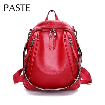 

2019 Korean Women's Knapsack First Layer Leather School Bags for Teenage Girls Casual Cow Skin Lady Backpack Daily Travel Bag