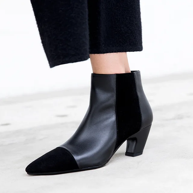 Kitten Heels Genuine Leather Women Shoes Ankle Boots Ladies Shoes Kitten Heels Genuine Leather Women Shoes Ankle Boots Ladies Shoes