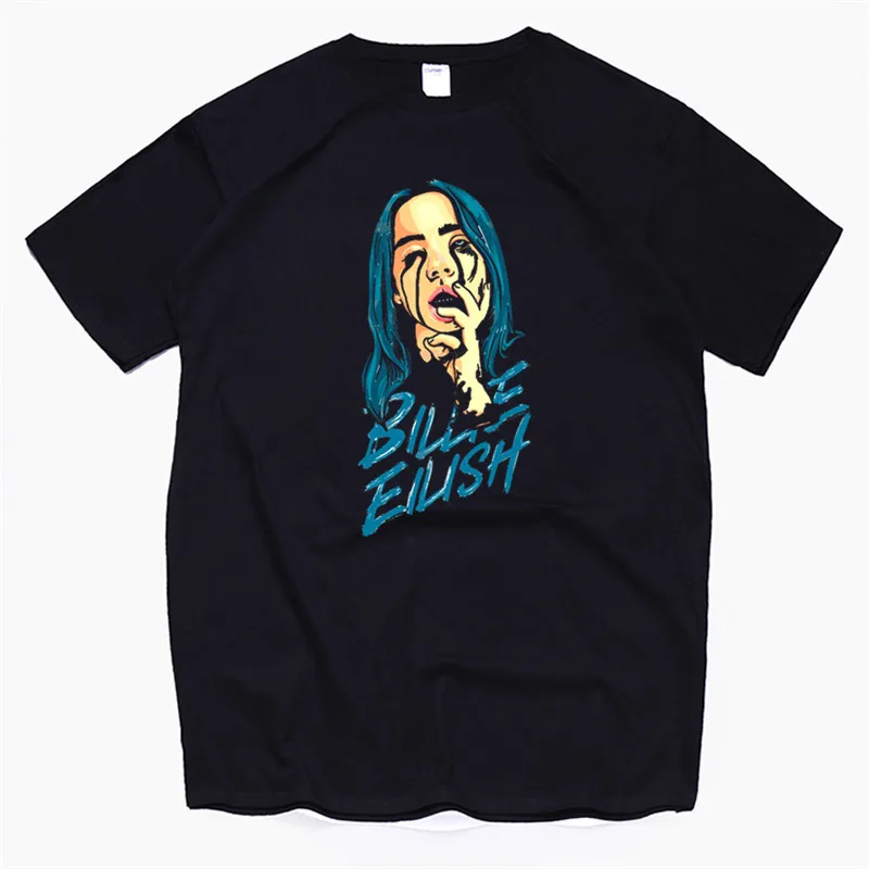 

Billie Eilish Streetwear T Shirt Mens T-shirt 100% Cotton Soft Tshirt Homme Fashion Singer Harajuku Shirt Men/women Poleras 2019