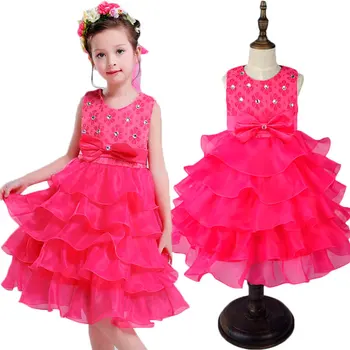 

Summer 2017 High-grade Bow Princess Dress Wedding Flower Girl Dress Rhinestone Dress