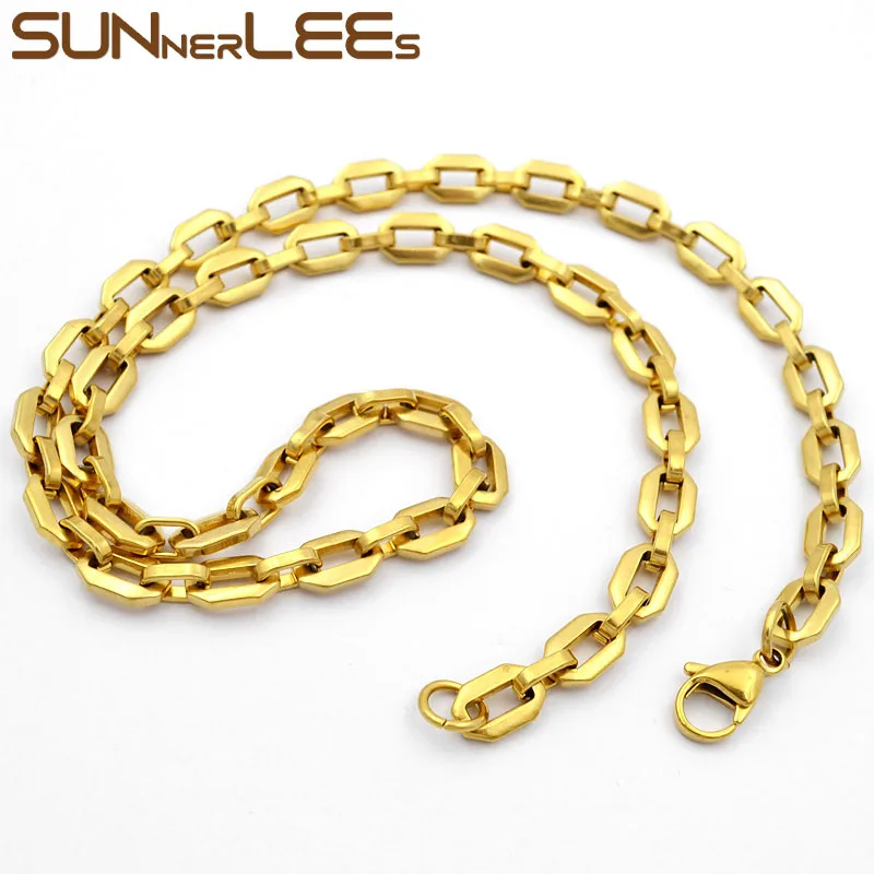 SUNNERLEES ювелирные изделия из нержавеющей стали ожерелье 7 мм звено цепи для мужчин женщин подарок SC22 N