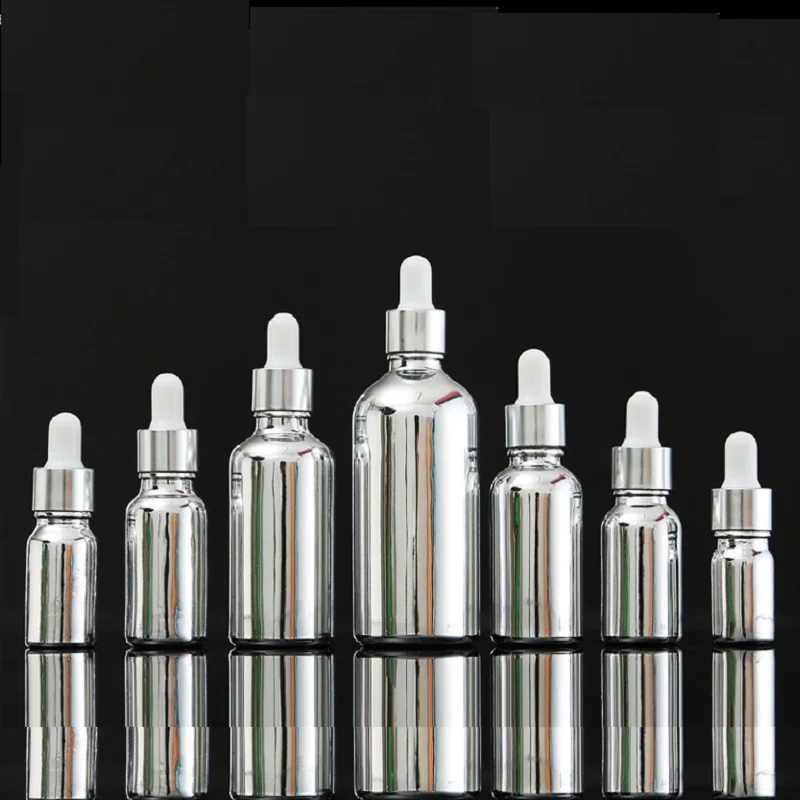 silver glass essential oil bottles