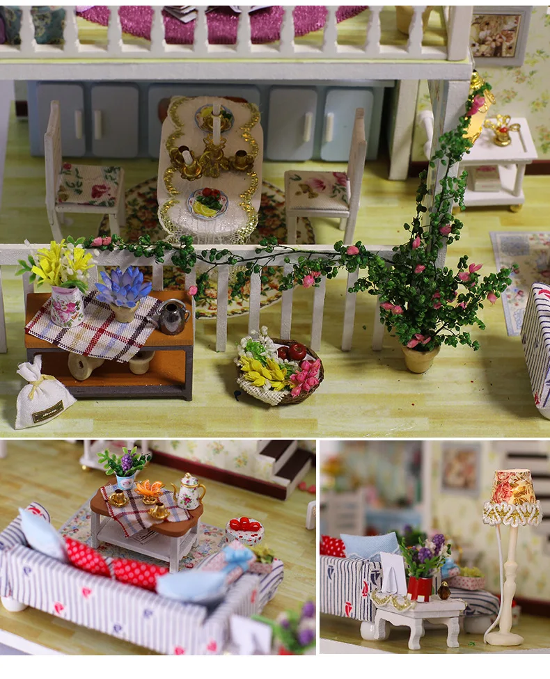 iiE CREATE 2018 New DIY 3D Mini Toys Educational Wooden Room Doll house Miniature with LED+Furniture for children Lover  (6)