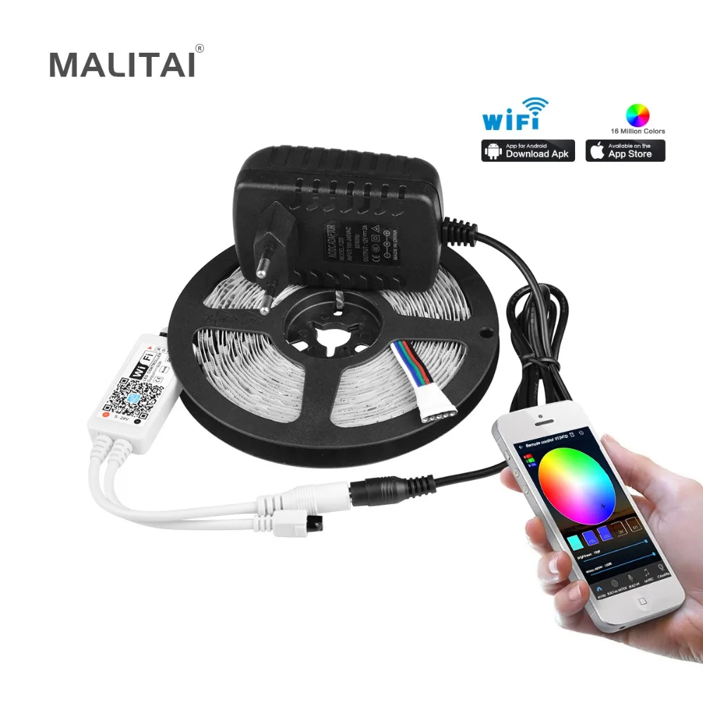 Лента светодиодная водонепроницаемая 5050 RGB Wi Fi 12 В 5 м|Светодиодные ленты| |