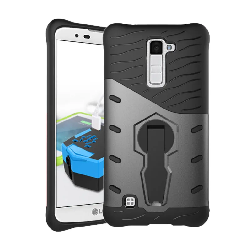 

Luxury 360 Anti-konck with stand PC+TPU Armor Anti-knock Protective Cover Phone Case For LG K10 Back Cover LG Q10 Case