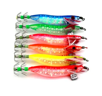

100pcs HENGJIA Fishing Lures Squid Jig Hooks 10CM/9g Wood Shrimp Artificial Spinner Lure plastic shrimp Bait