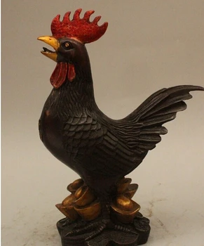 

ymying 1031++++10" Chinese Feng Shui Bronze Wealth Zodiac Year Rooster Cock Statue Sculpture