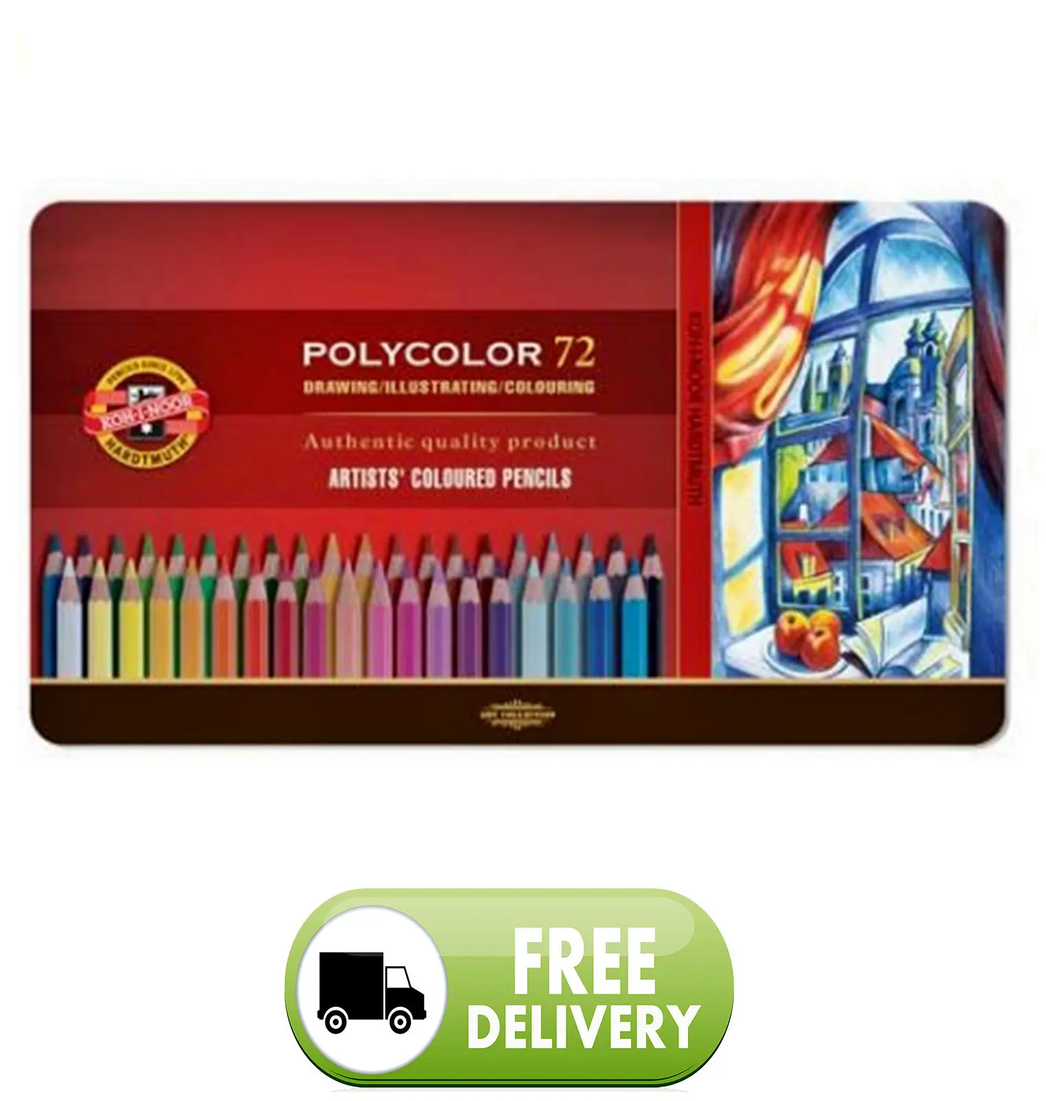 KOH-I-NOOR Lot de 36 crayons de couleur Polycolor dans boîte en métal 